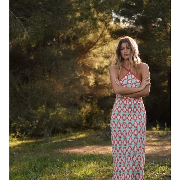 NWT - Zara Knit Maxi Dress - Zara Red and Blue Patterned Maxi Dress, size medium - Picture 5 of 15